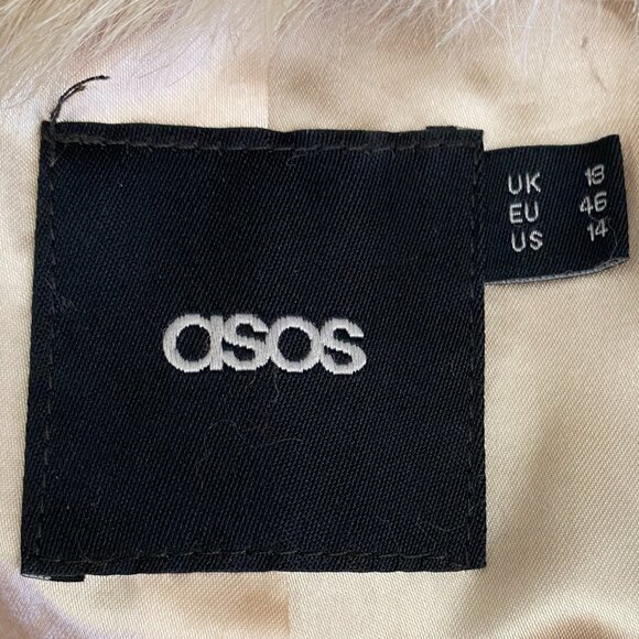 ASOS Faux Fur Coat in Cream and Brown - Picture 11 of 14